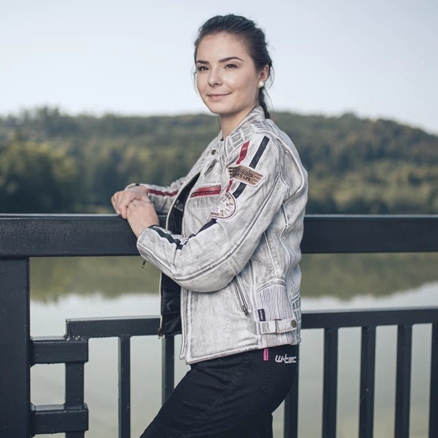 Дамско кожено мото яке W-TEC Sheawen Lady White
