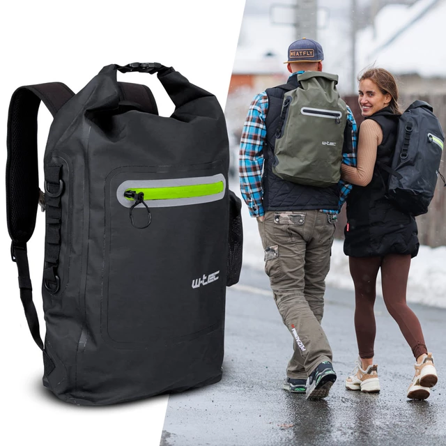 Водоустойчива мото раница W-TEC Uphills - каки - черен