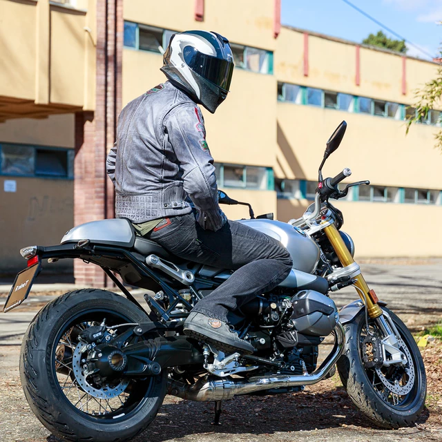 Мъжко кожено мото яке W-TEC Sheawen Waxed Grey - сиво