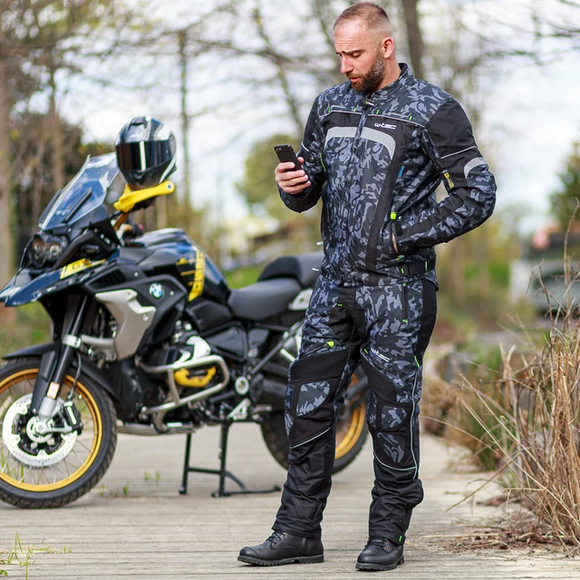 Мъжки летен мото панталон W-TEC Toregate - Black-Grey Digi-Camo