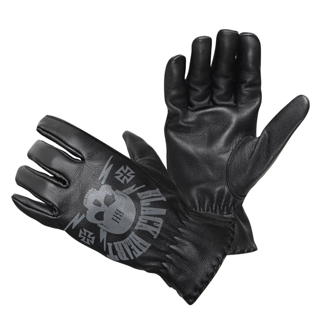 Кожени мото ръкавици W-TEC Black Heart Skull - camel - черен