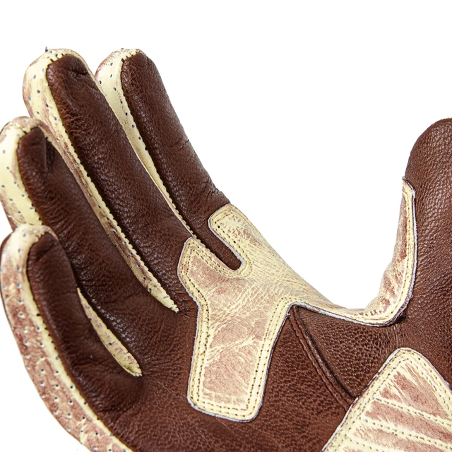 Кожени мото ръкавици W-TEC Retro Gloves - кафяво-бежово