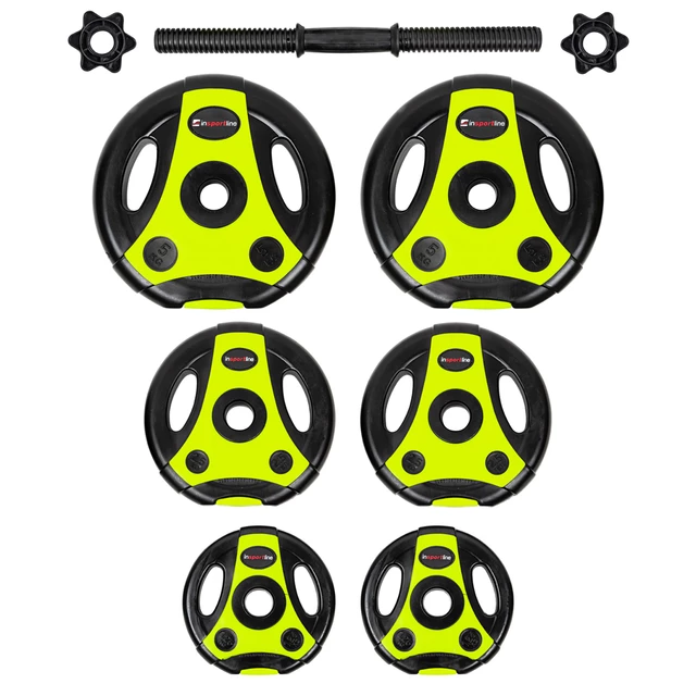 Дъмбел с дискове от цимент inSPORTline 3-18 kg черно-зелени