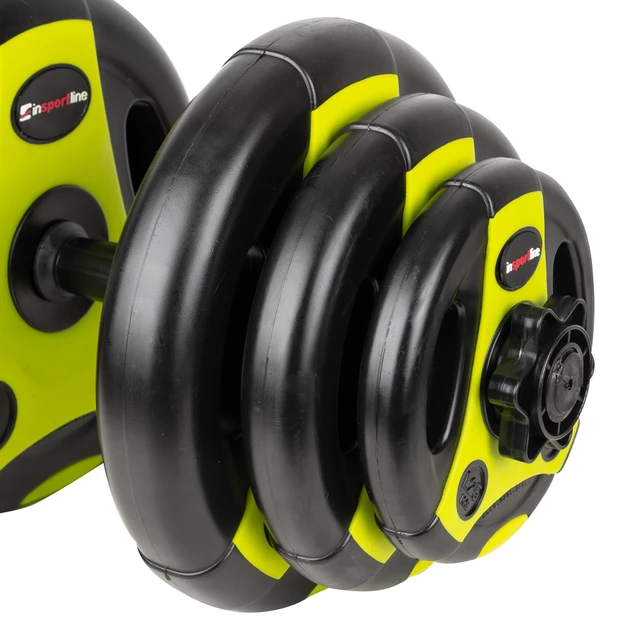 Дъмбел с дискове от цимент inSPORTline 3-18 kg черно-зелени