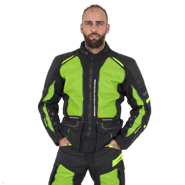 Мъжко мото яке W-TEC Aircross - черно-златисто