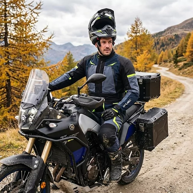 Мото яке W-TEC Modock - черно-синьо-флуоресцентно жълто