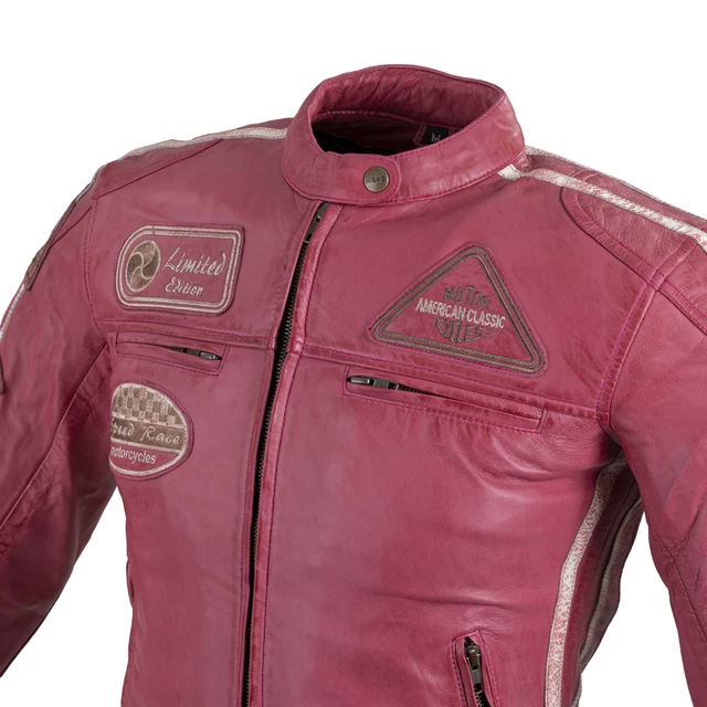 Дамско кожено мото яке W-TEC Sheawen Lady Pink - розов