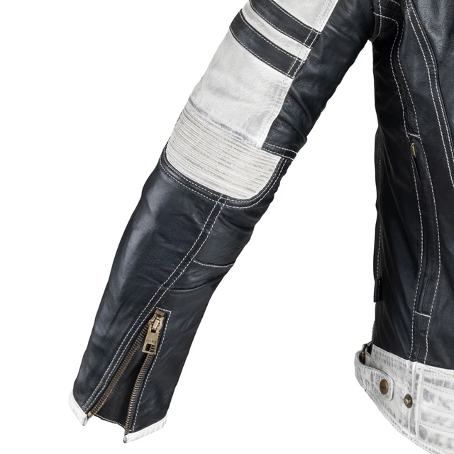Мъжко кожено мотояке W-TEC Esbiker - черен с бежови ивици