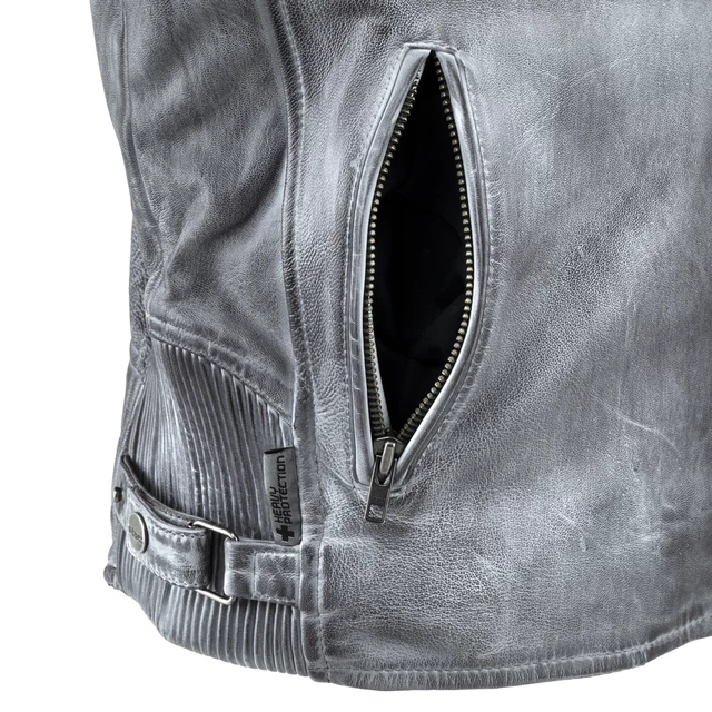 Мъжко кожено мото яке W-TEC Sheawen Waxed Grey - сиво