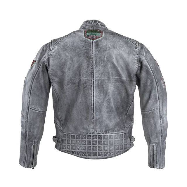 Мъжко кожено мото яке W-TEC Sheawen Waxed Grey - сиво