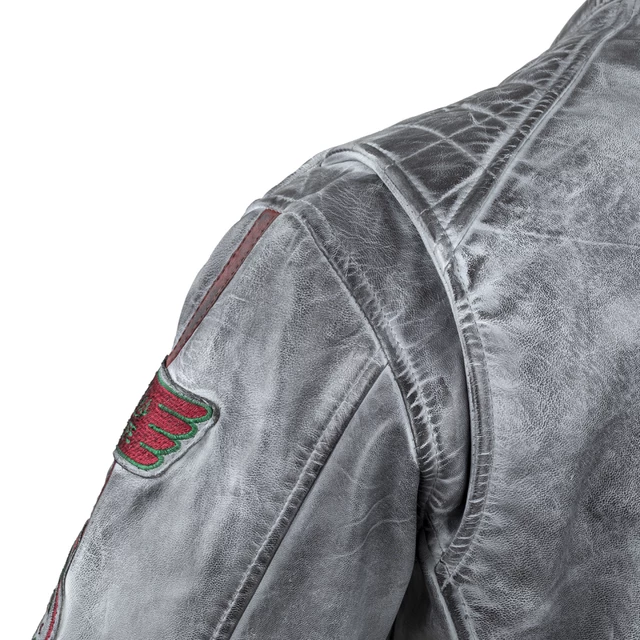 Мъжко кожено мото яке W-TEC Sheawen Waxed Grey - сиво