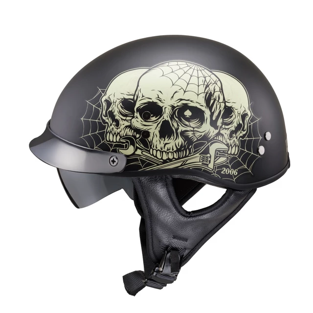 Мото каска W-TEC Black Heart Rednut - Skulls/Matt Black