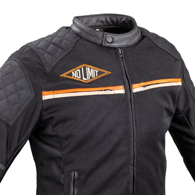 Мъжко мото яке W-TEC 2Stripe - черно-бежово-оранжев