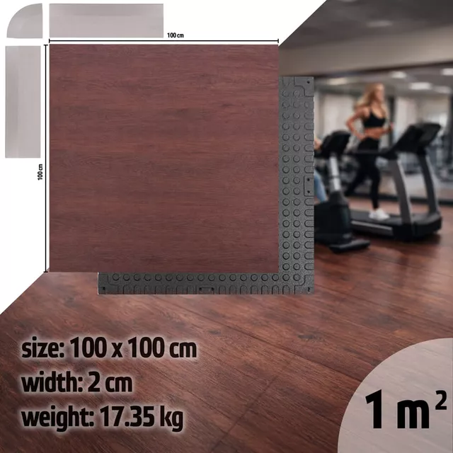 Предпазна настилка за фитнес inSPORTline Luxteko Flat 100x100x2 см - wood