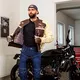 Мъжко кожено мото яке W-TEC Retro - черен-кафяв-бежов