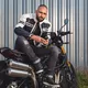 Мъжко кожено мотояке W-TEC Esbiker - черен с бежови ивици