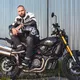 Мъжко кожено мотояке W-TEC Esbiker - черен с бежови ивици