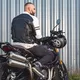 Мъжко кожено мотояке W-TEC Esbiker - черен с бежови ивици