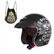 Мото каска W-TEC Kustom Black Heart - Ride Culture, матово черно - Череп - черен гланц